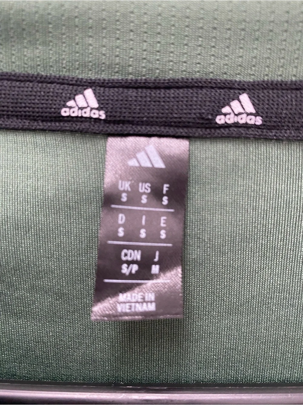 adidas Green Short Sleeve Performance Tee with White Stripes
